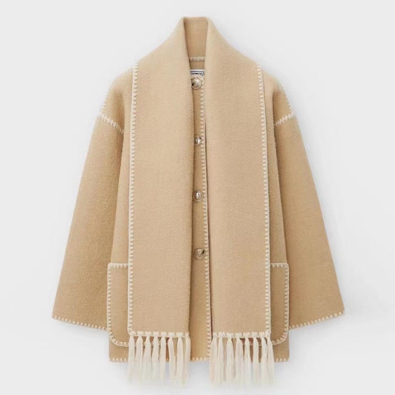 Drune | Schmal Geschnitten Winter Jacke mit Schal Damen