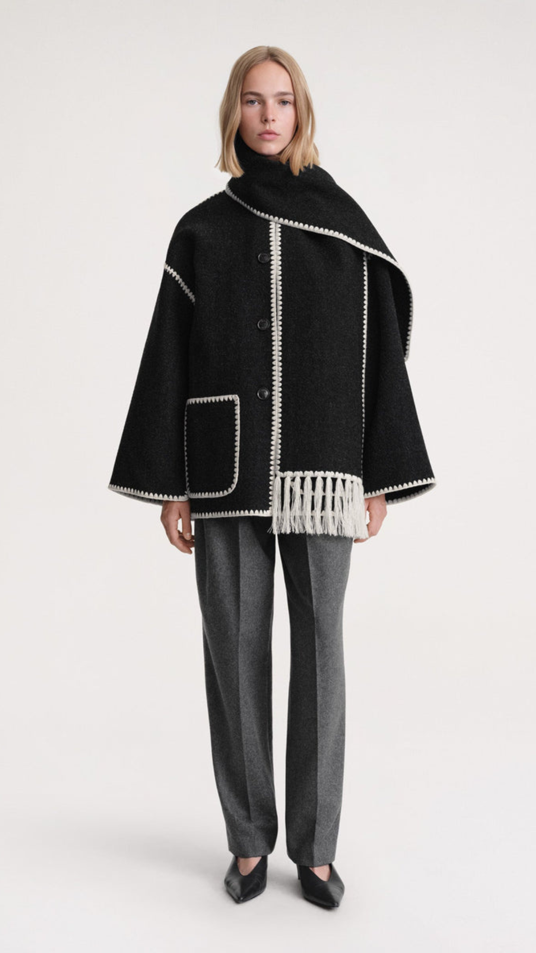 Drune | Schmal Geschnitten Winter Jacke mit Schal Damen