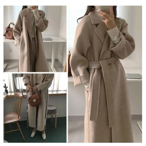 Drune | Gürtel Winter Lange Jacke Wollüberjacke für Damen