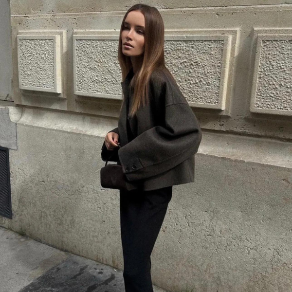 Drune | Einreiher Lockere Passform Kurze Wolltrenchcoat Damen