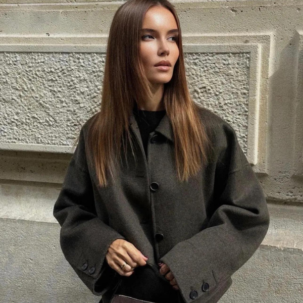 Drune | Einreiher Lockere Passform Kurze Wolltrenchcoat Damen