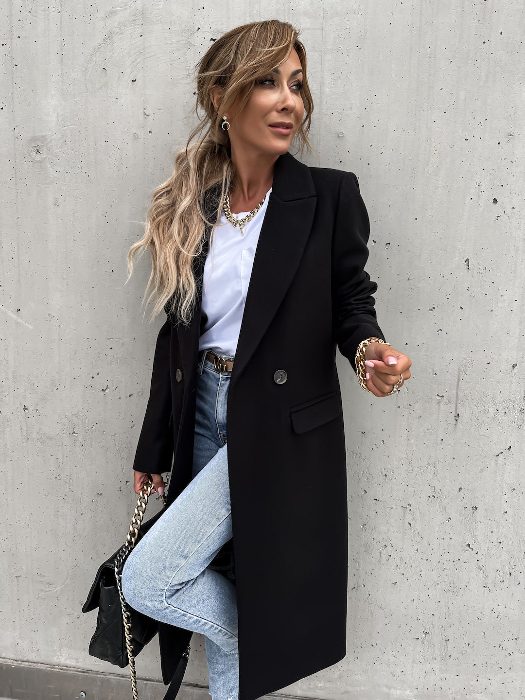 Drune | Trenchcoat Langer Doppelreihiger Wollmantel für Damen