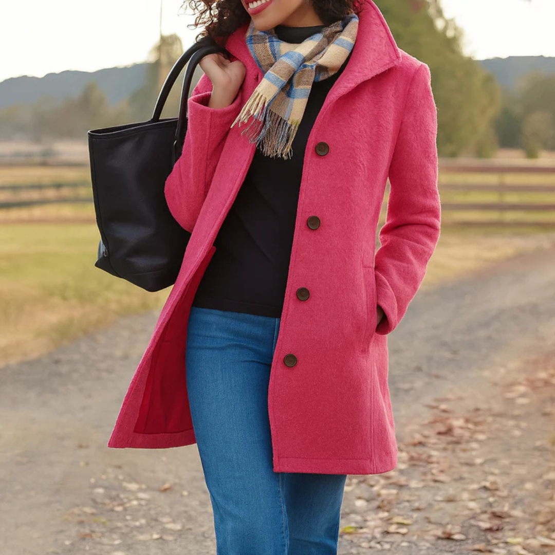 Drune | Einreiher Halb Lang Wolljacke Damen Überjacke