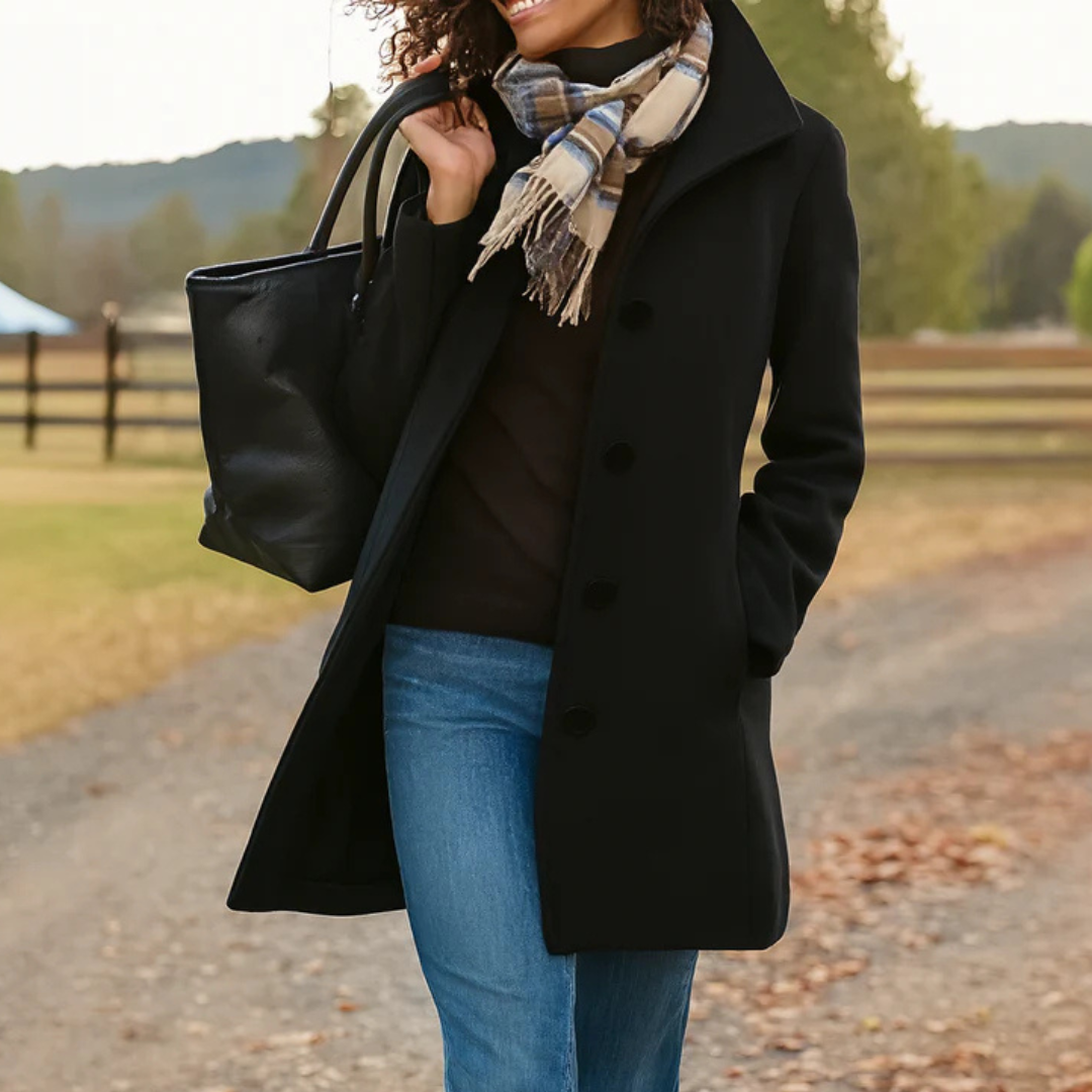 Drune | Einreiher Halb Lang Wolljacke Damen Überjacke