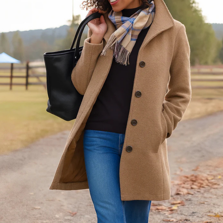 Drune | Einreiher Halb Lang Wolljacke Damen Überjacke