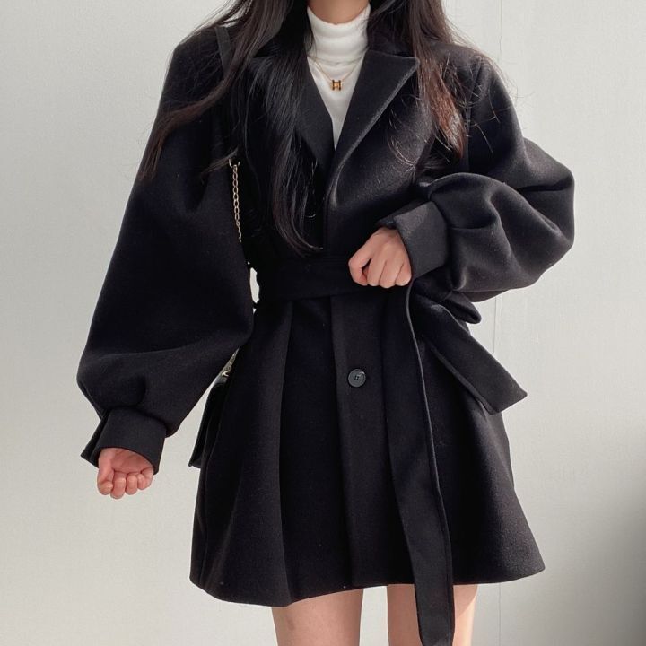 Drune | Halblang Einfachreihe Wolltrenchcoat Damenstrickjacken