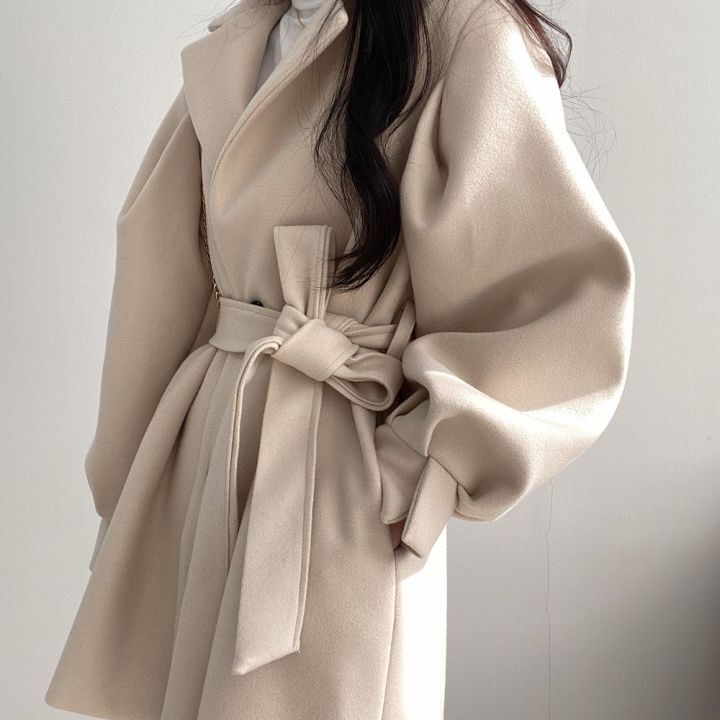 Drune | Halblang Einfachreihe Wolltrenchcoat Damenstrickjacken