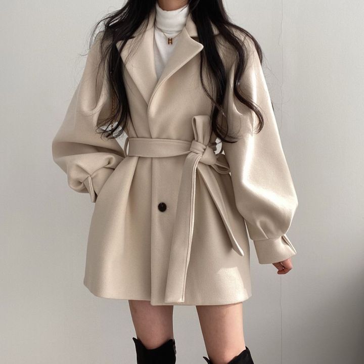 Drune | Halblang Einfachreihe Wolltrenchcoat Damenstrickjacken