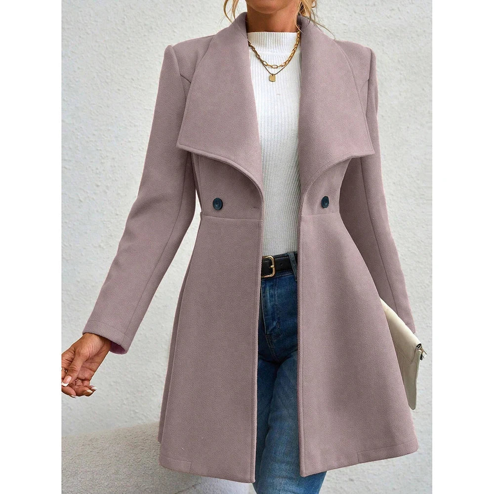 Drune | Klassisch Halb Lang Wolltrenchcoat Damenjacke