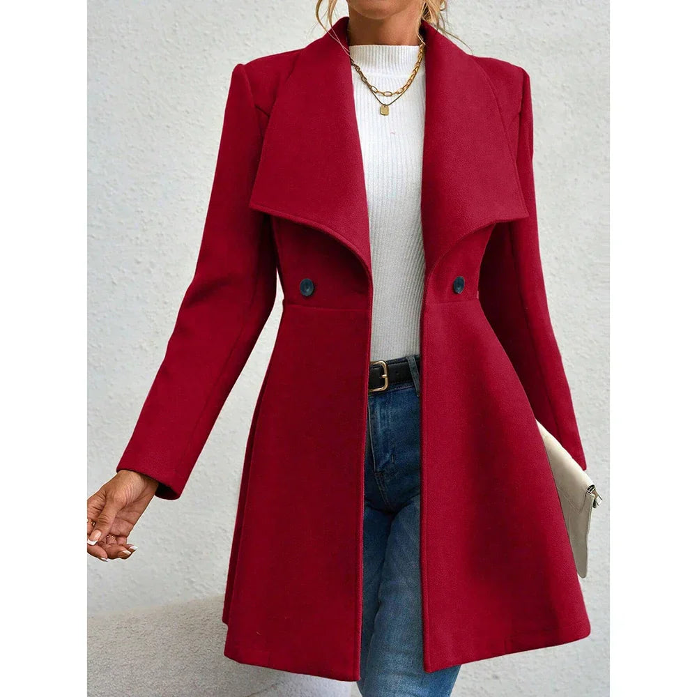 Drune | Klassisch Halb Lang Wolltrenchcoat Damenjacke