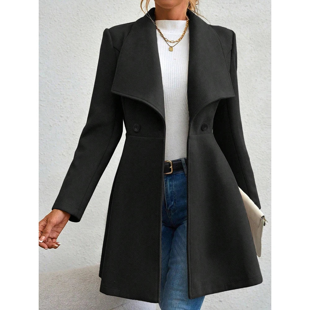 Drune | Klassisch Halb Lang Wolltrenchcoat Damenjacke
