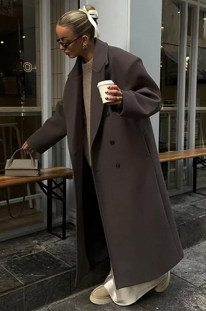Drune | Übergröße Jacke Doppelreihig Lang Übergröße Trenchcoat Damen Winterjacke