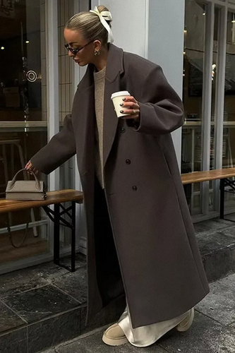 Drune | Übergröße Jacke Doppelreihig Lang Übergröße Trenchcoat Damen Winterjacke