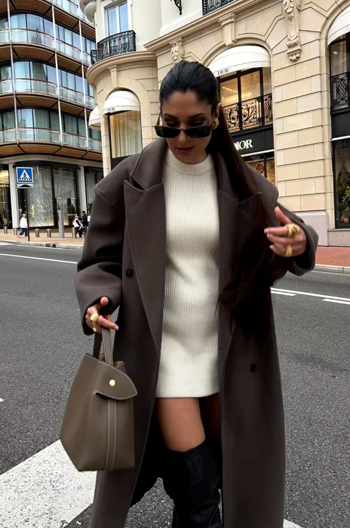 Drune | Übergröße Jacke Doppelreihig Lang Übergröße Trenchcoat Damen Winterjacke