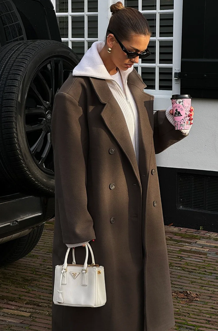 Drune | Übergröße Jacke Doppelreihig Lang Übergröße Trenchcoat Damen Winterjacke