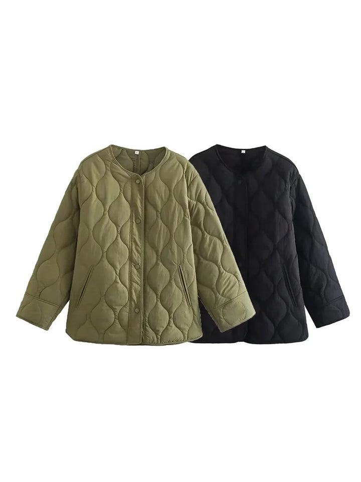 Oversize gesteppte Jacke mit Druckknöpfen