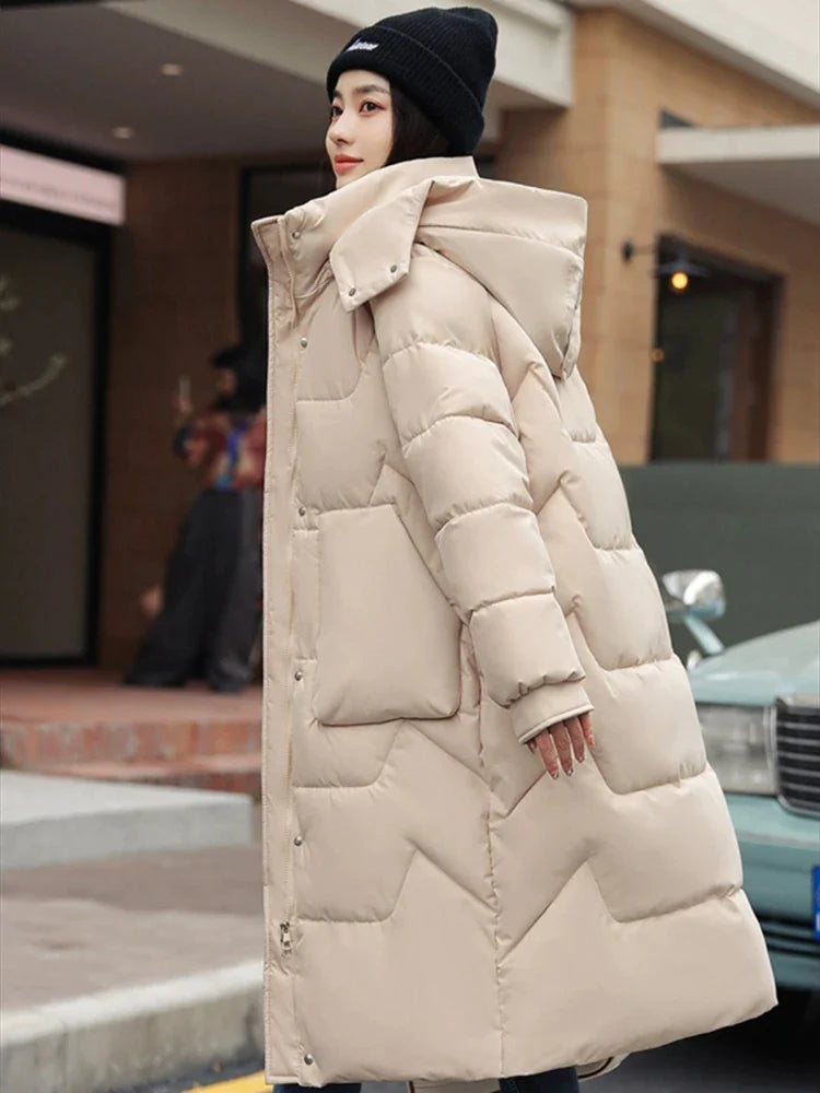 Drune | lange Winterjacke für Damen - dicke, warme gesteppte Jacke