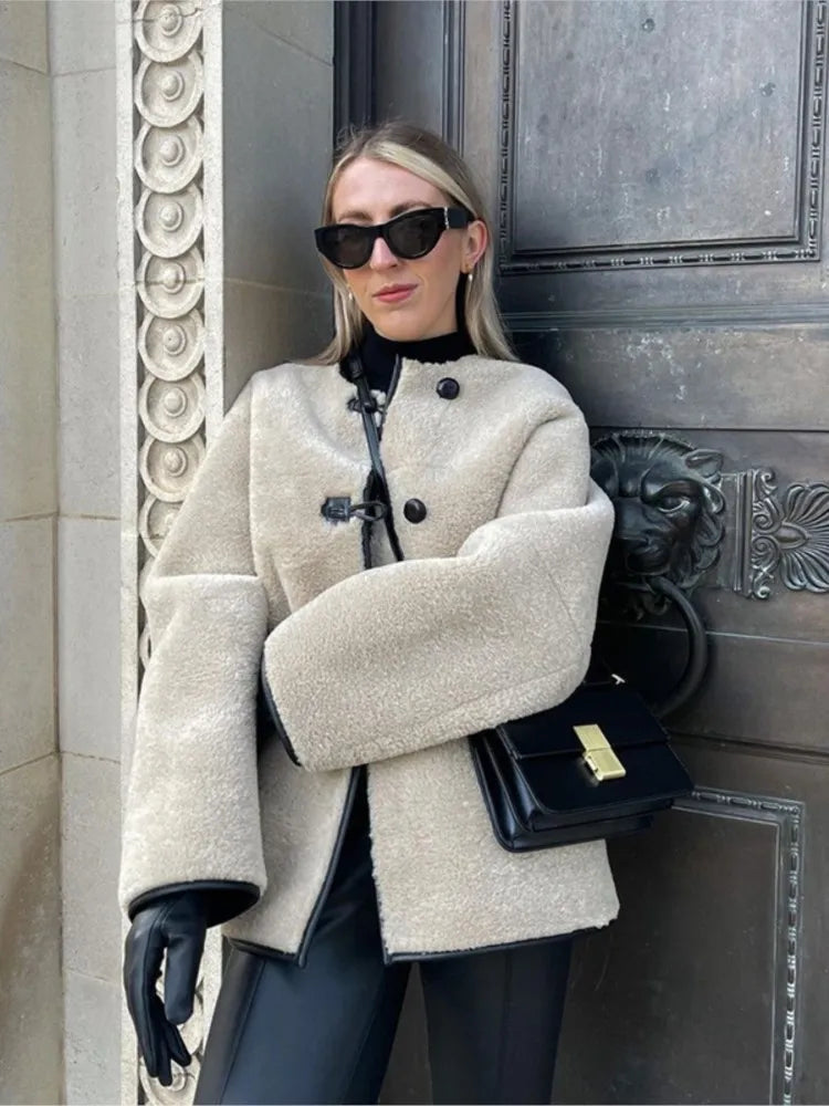 Drune | Shearling-Mantel - Oversized Passform - Mittellang - Weich und Warm