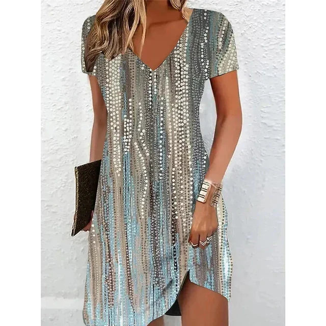 Drune | Beige Glitzer Cocktailkleid