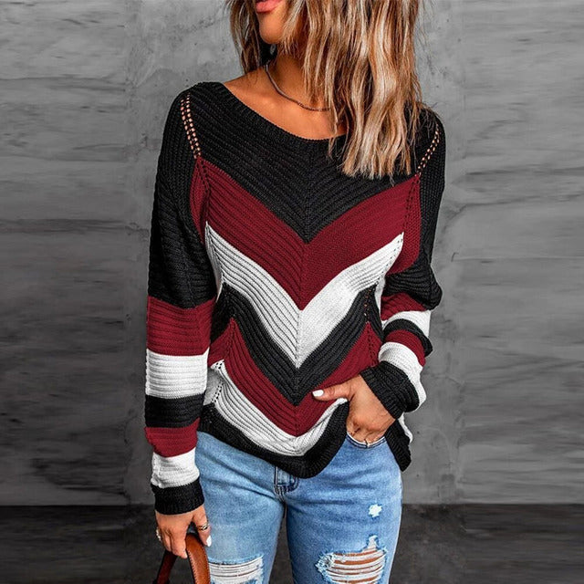 Drune | Gestreifter Pullover mit Patchwork