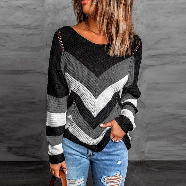 Drune | Gestreifter Pullover mit Patchwork