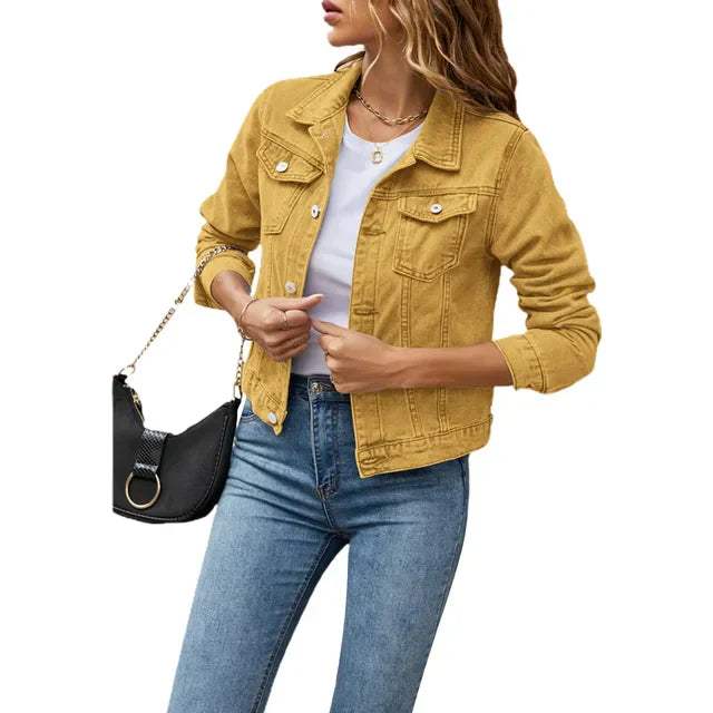 Drune | Damen Denimjacke Elegant Langlebig und Bequem Perfekt für Den Frühling und Sommer