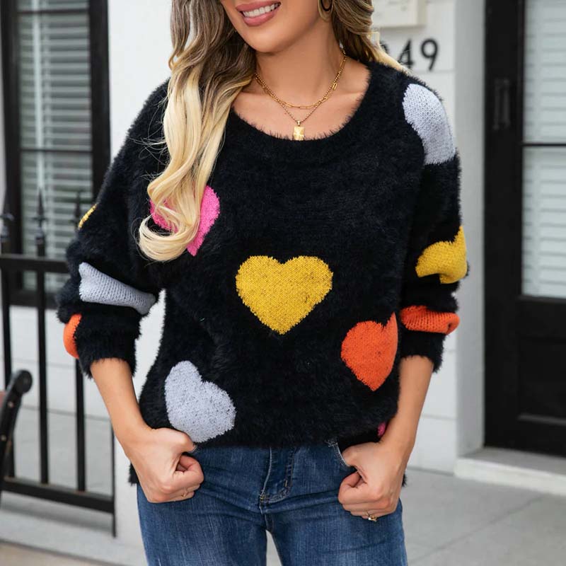 Drune | Strickpullover Mit Süßem Herzmuster