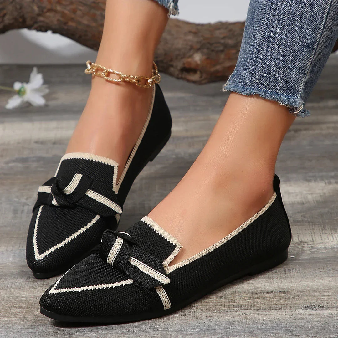 Drune | Schicke Flache Schuhe mit Spitze und Schleifendetail