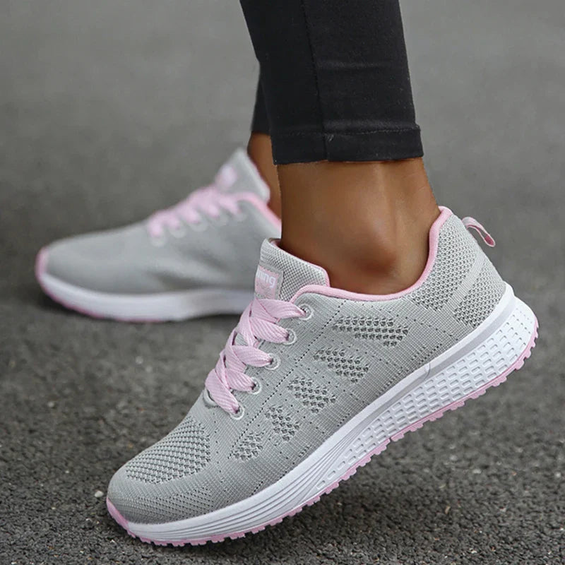 Damers Andningsbara Mesh Tyg Snörade Sneakers