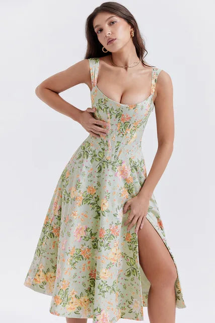 Drune | Gedrucktes Blumenkleid Korsettmodell