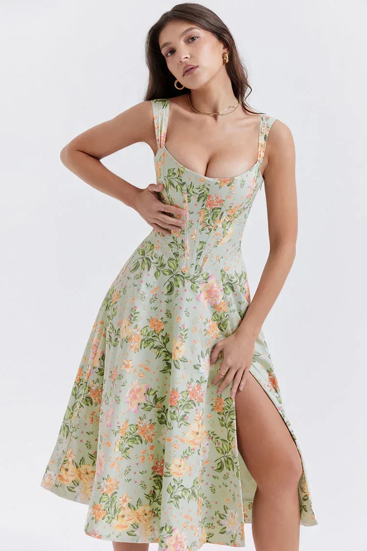 Drune | Gedrucktes Blumenkleid Korsettmodell