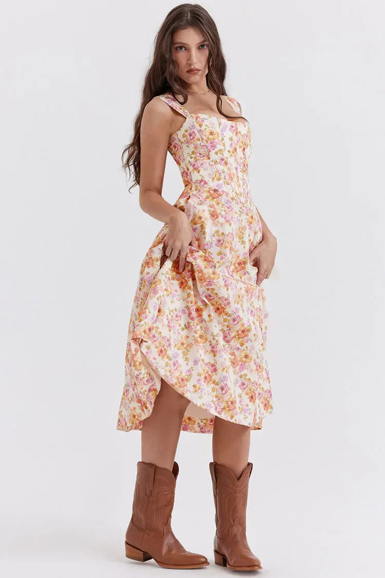 Drune | Gedrucktes Blumenkleid Korsettmodell