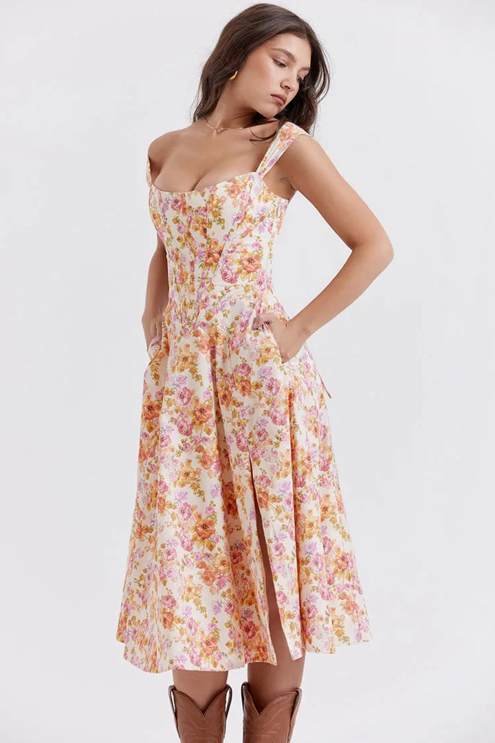 Drune | Gedrucktes Blumenkleid Korsettmodell