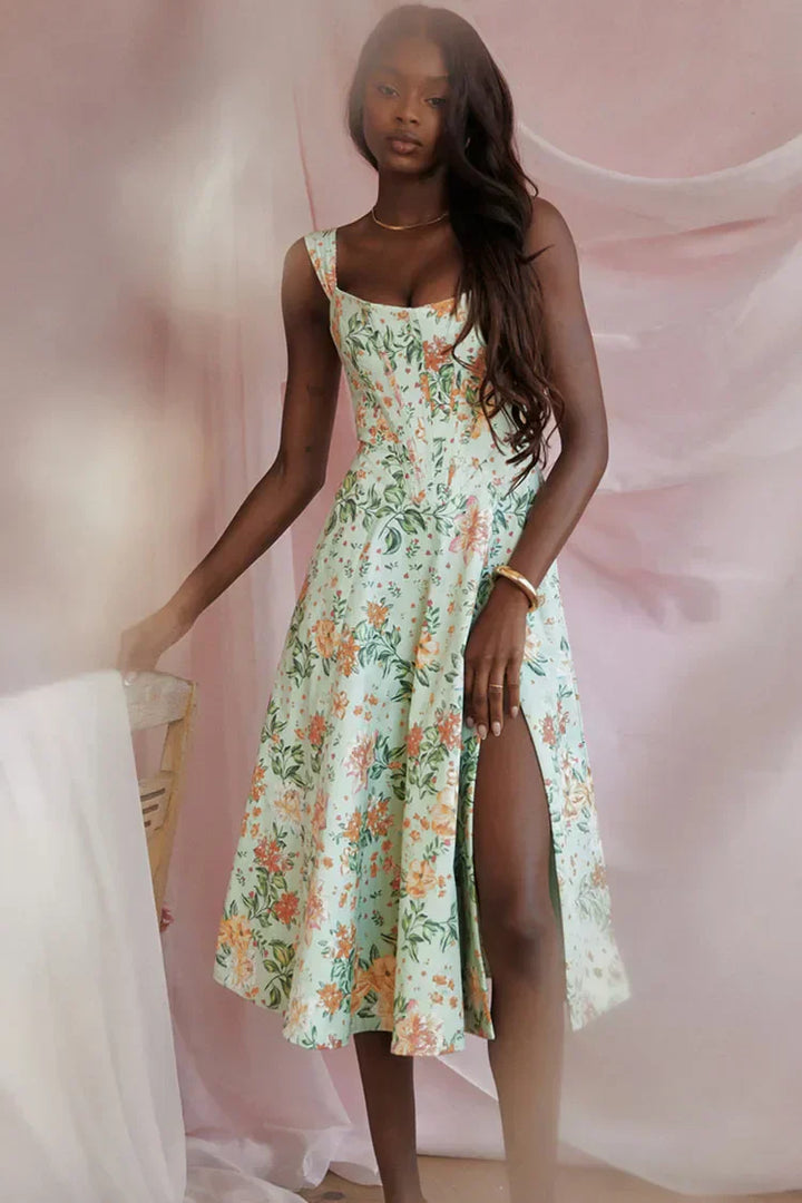 Drune | Gedrucktes Blumenkleid Korsettmodell