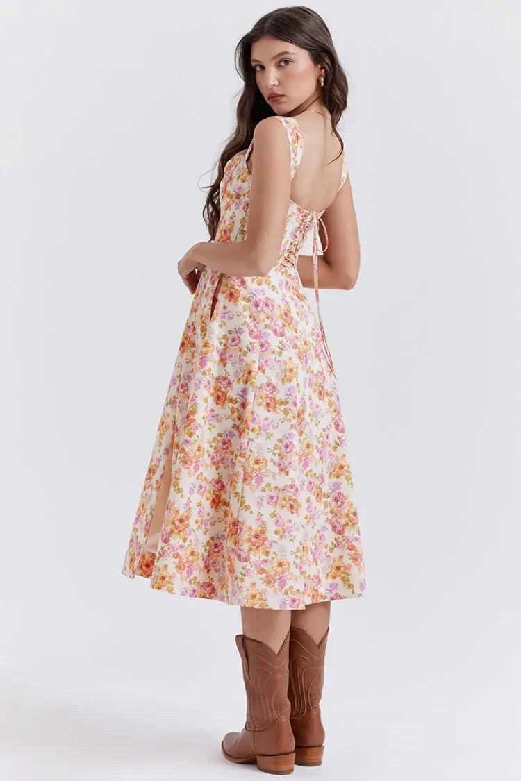 Drune | Gedrucktes Blumenkleid Korsettmodell