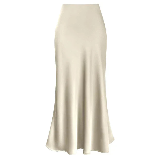 Drune | Mode Langer Glänzender Satin Rock