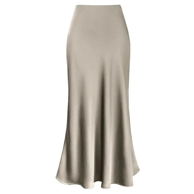 Drune | Mode Langer Glänzender Satin Rock