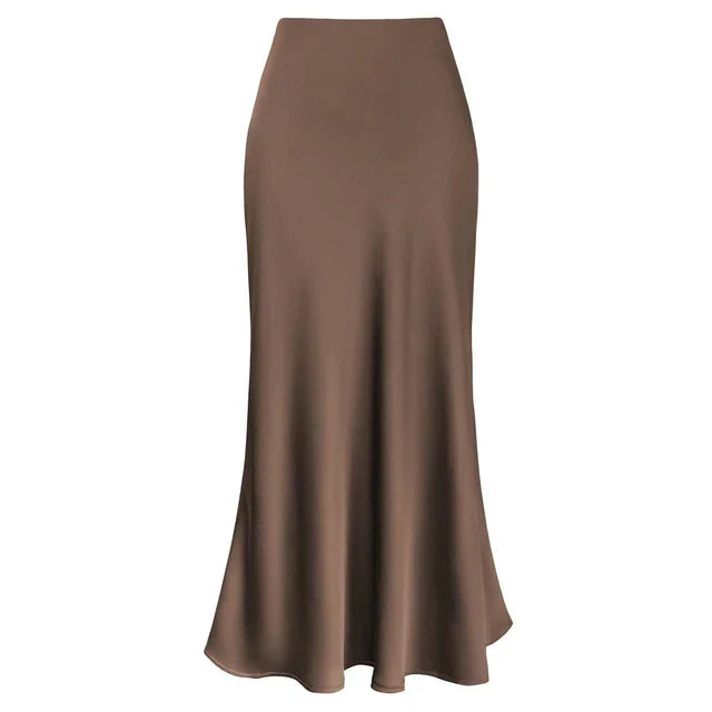 Drune | Mode Langer Glänzender Satin Rock