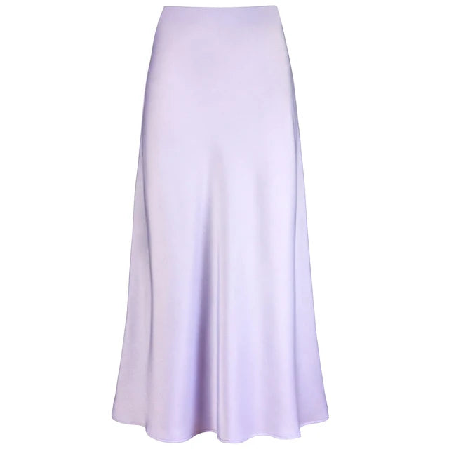 Drune | Mode Langer Glänzender Satin Rock