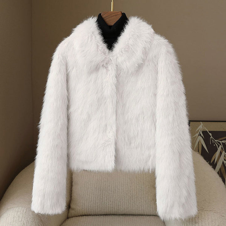 Drune | Kurz geschnittene Jacke - Kurze Jacke mit Pelzrand und Knopfverschluss