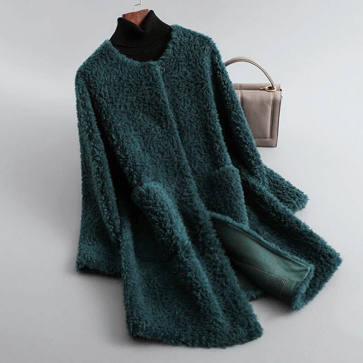Drune | Faux Shearling Midikabou mit Rundhalsausschnitt
