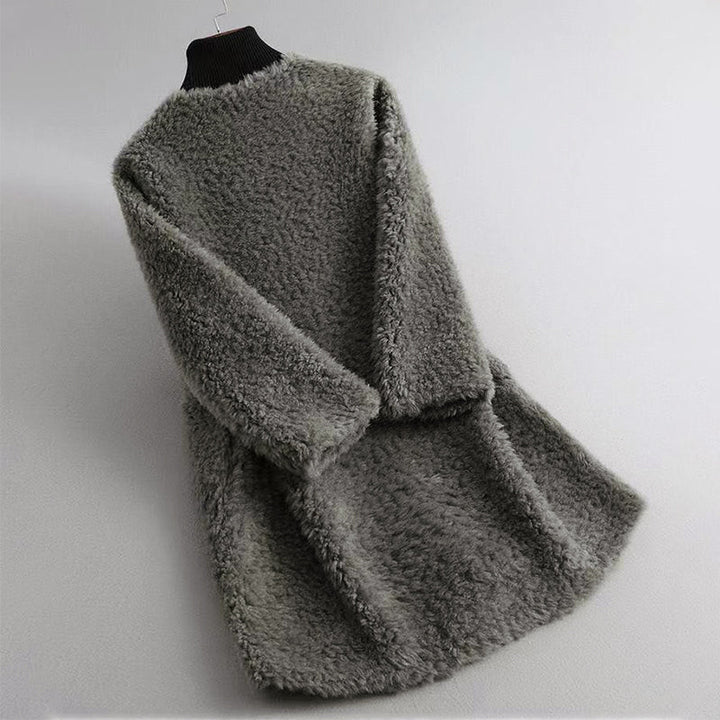 Drune | Faux Shearling Midikabou mit Rundhalsausschnitt