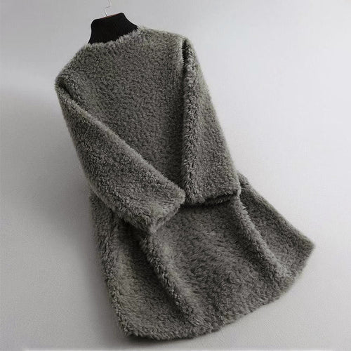 Drune | Faux Shearling Midikabou mit Rundhalsausschnitt