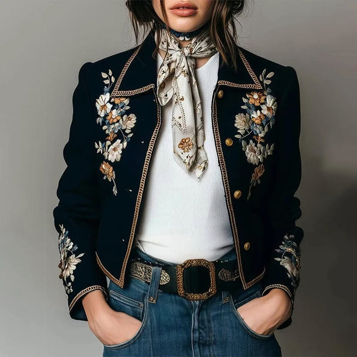 Drune | Floral Bestickte Kurze Jacke