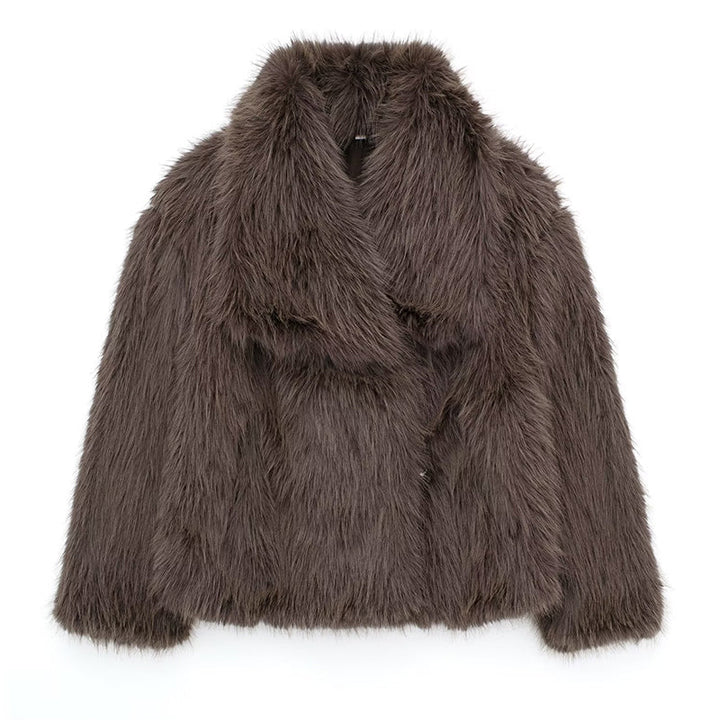 Drune | Fellbesatz Relaxed Fit Mantel - Oversized Kragen Hüftlanger Mantel