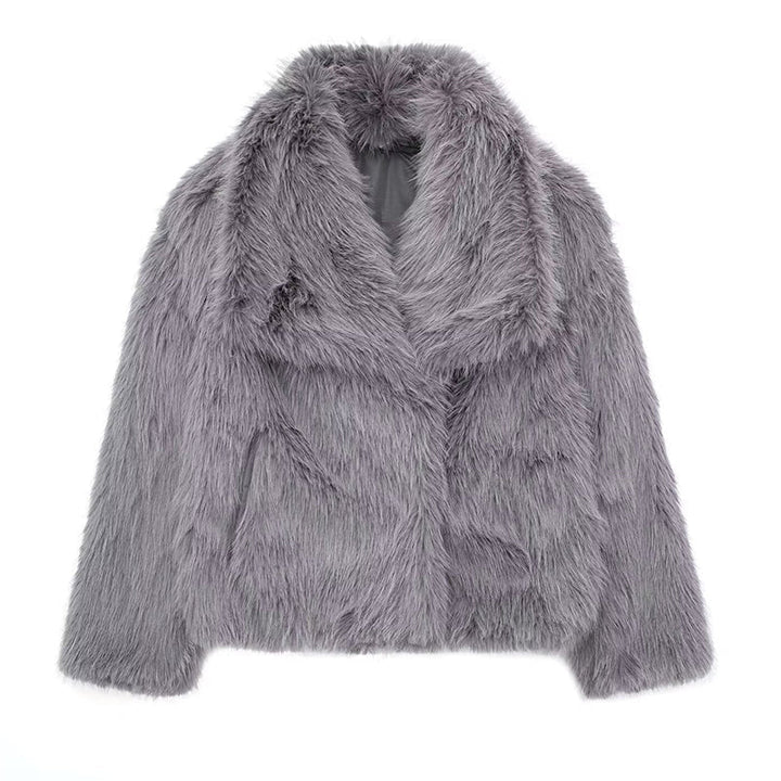 Drune | Fellbesatz Relaxed Fit Mantel - Oversized Kragen Hüftlanger Mantel