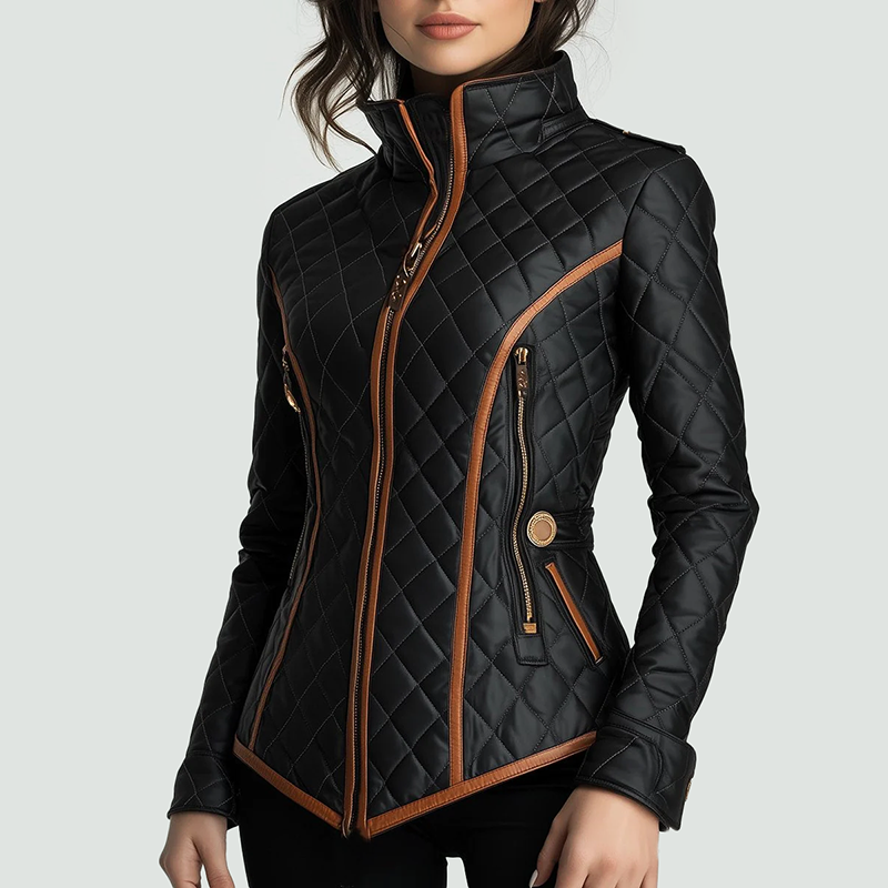Drune | Slim-Fit Steppjacke mit Kontrastbesatz