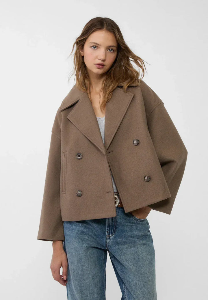 Drune | Cropped Doppelreiher Mantel Boxy Kurze Jacke