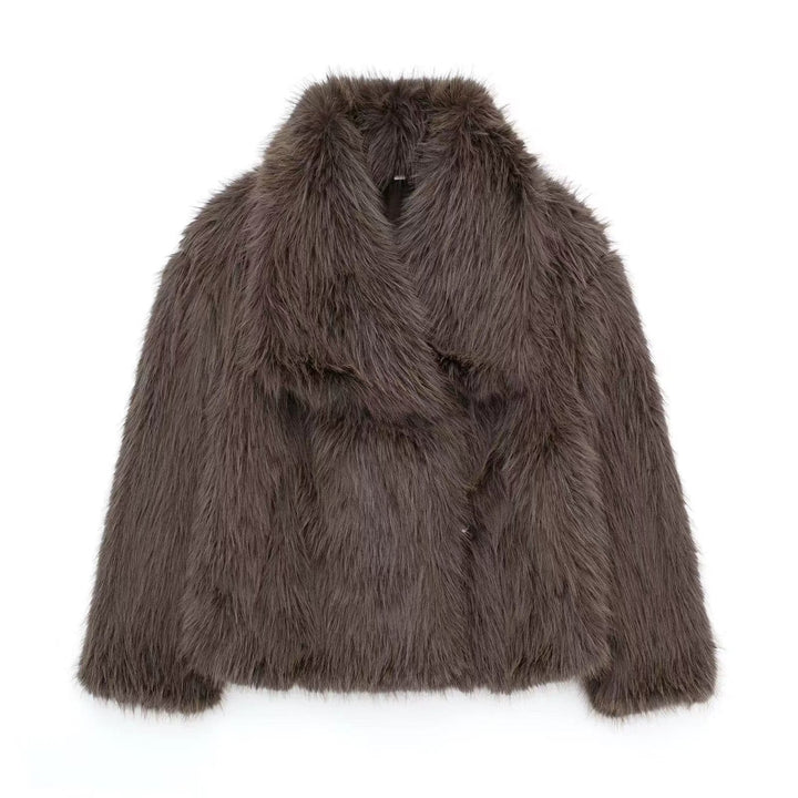 Drune | Falsches Pelz Übergroße Jacke Plüsch Revers Wintermantel
