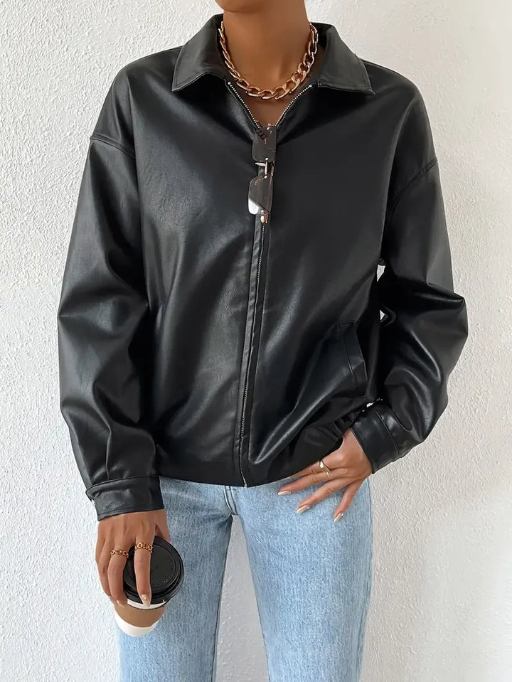 Drune | Kunstleder Reißverschlussjacke